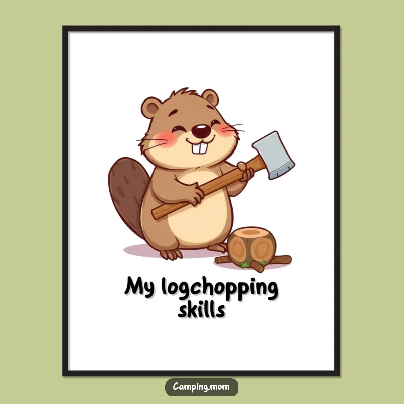 Funny Beaver Digital Art: Giggling Chopper Print - Instant Funny Gift Download