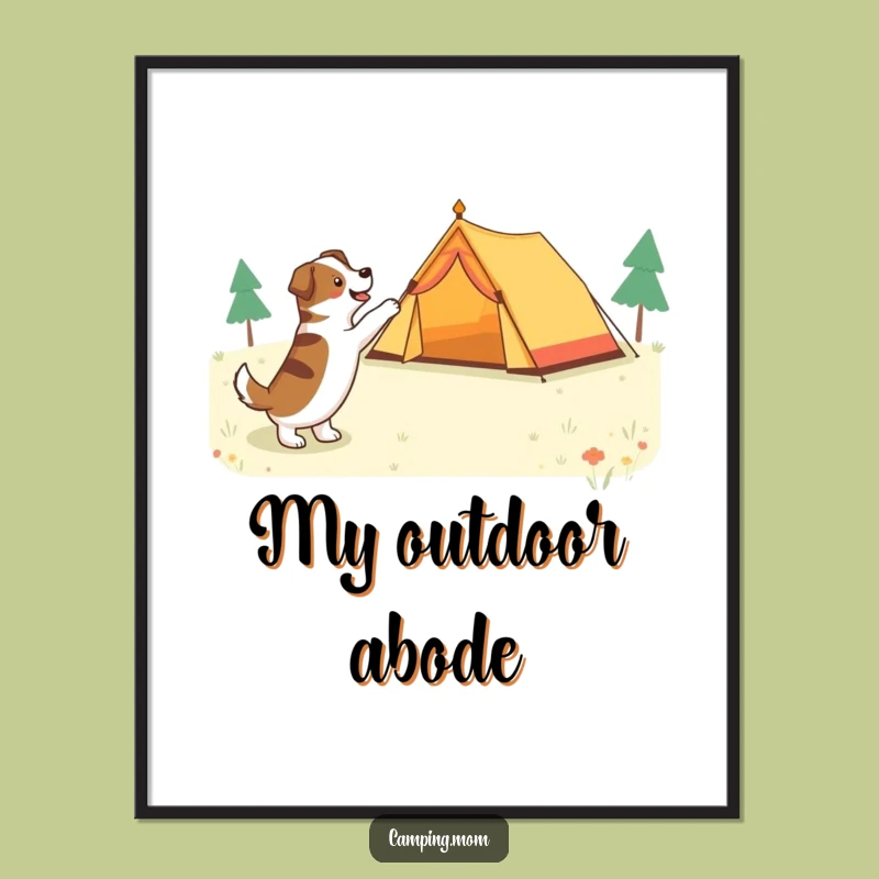 Funny Tent Dog Digital Art - Instant Camping Scene Decor