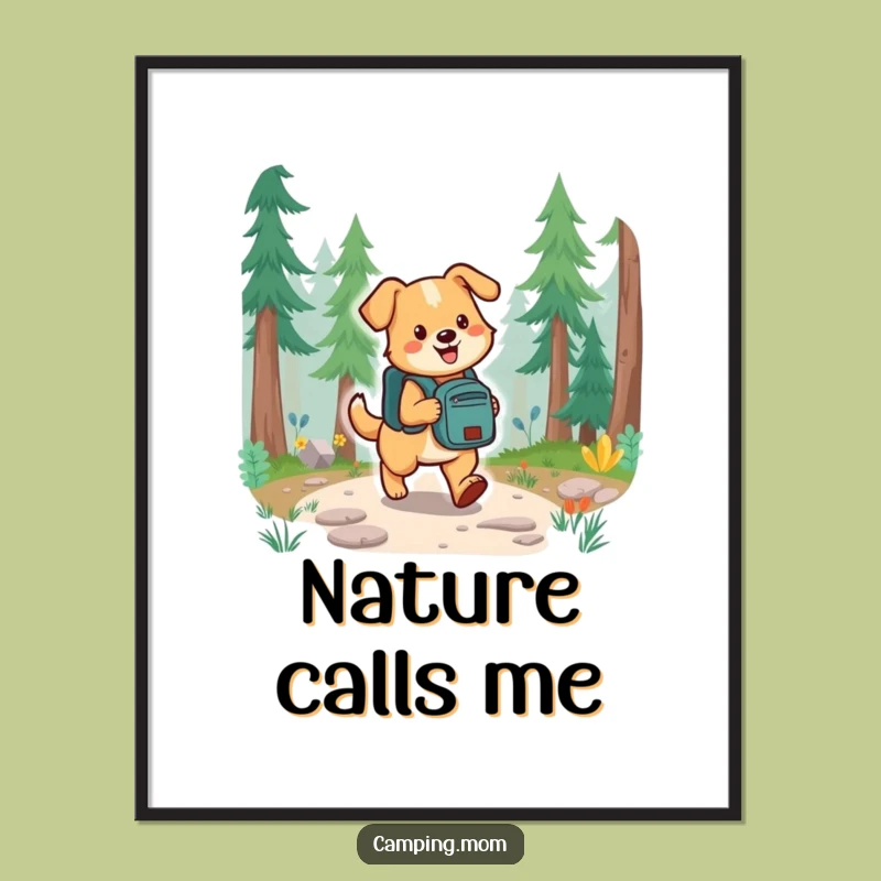 Funny Dog Forest Trail Digital Art - Instant Adventure Decor