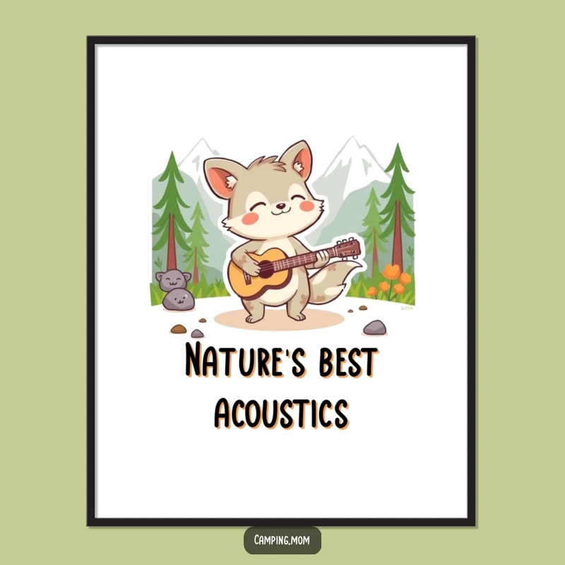 Funny Spirited Animal Digital Art - Wilderness Guitarist for Instant Energetic Wall Decor Gift