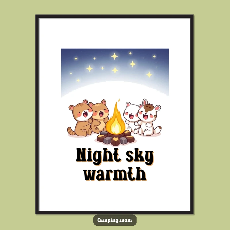 Funny Campfire Night Digital Art: Instant Enchanting Decor for Cozy Spaces
