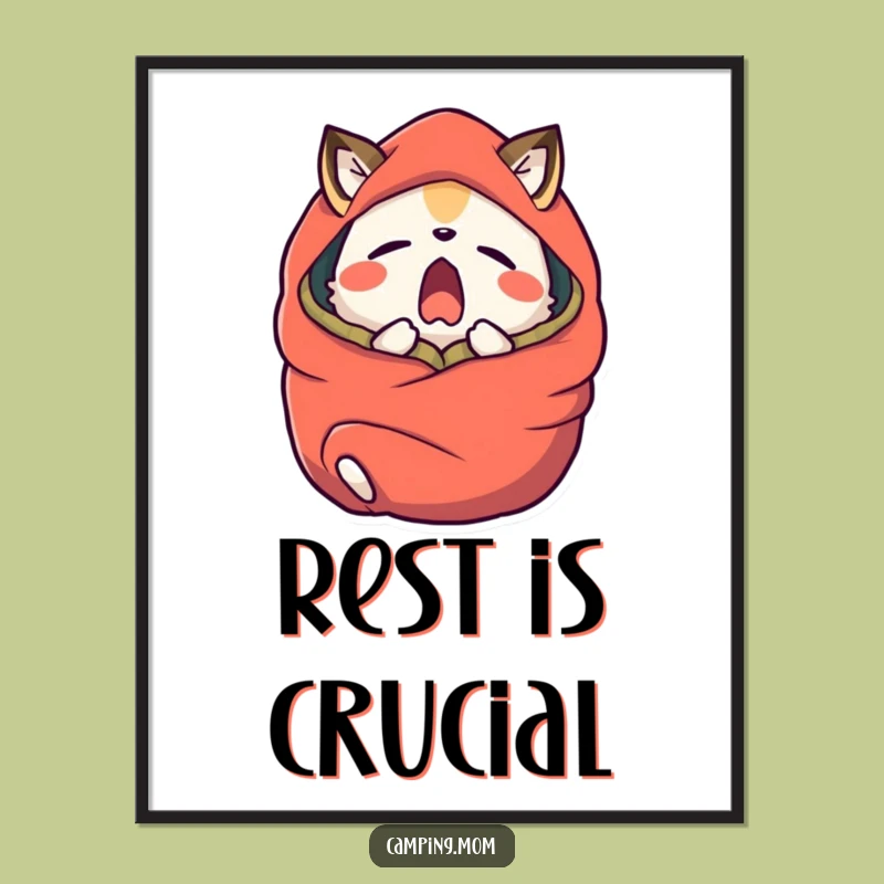 Funny Yawning Animal Sleeping Bag Digital Art - Instant Relaxation for Walls!