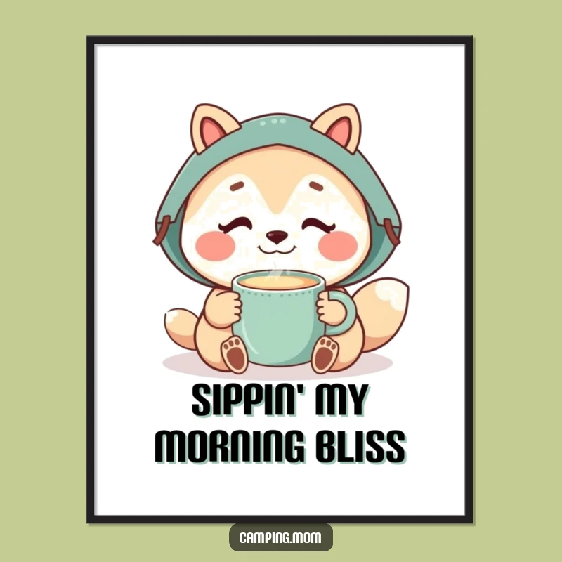 Funny Camping Mom Animal Sip Digital Art, Instant Download Relax Gift