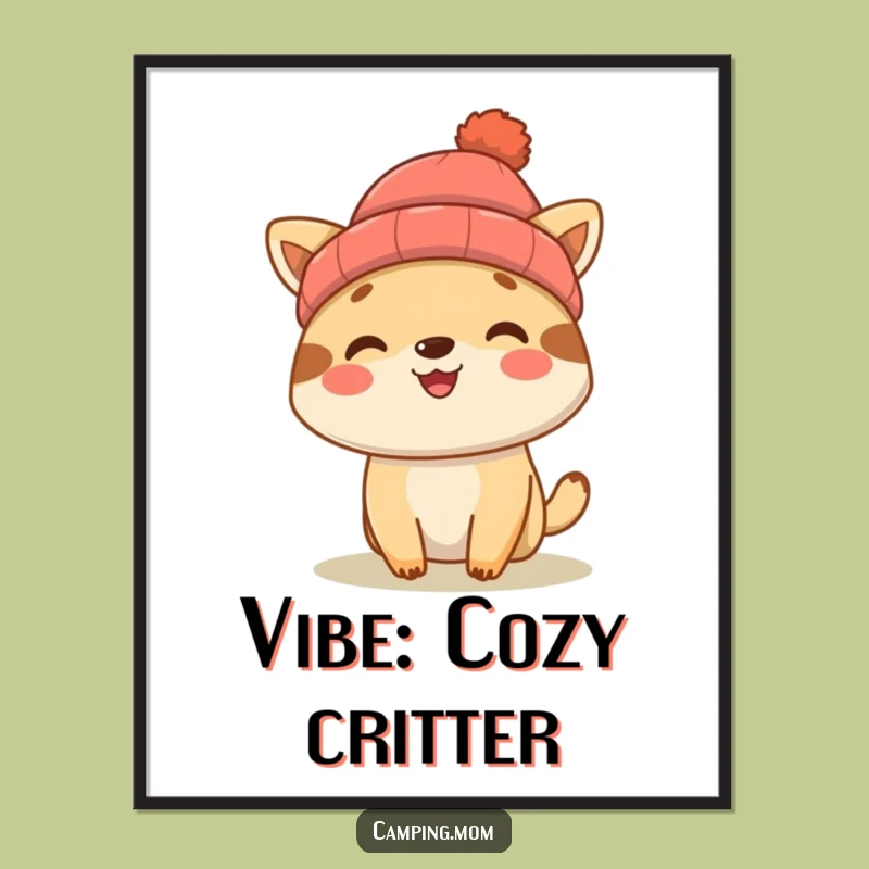 Funny Camping Animal Beanie Digital Art - Instant Smile for Your Walls!