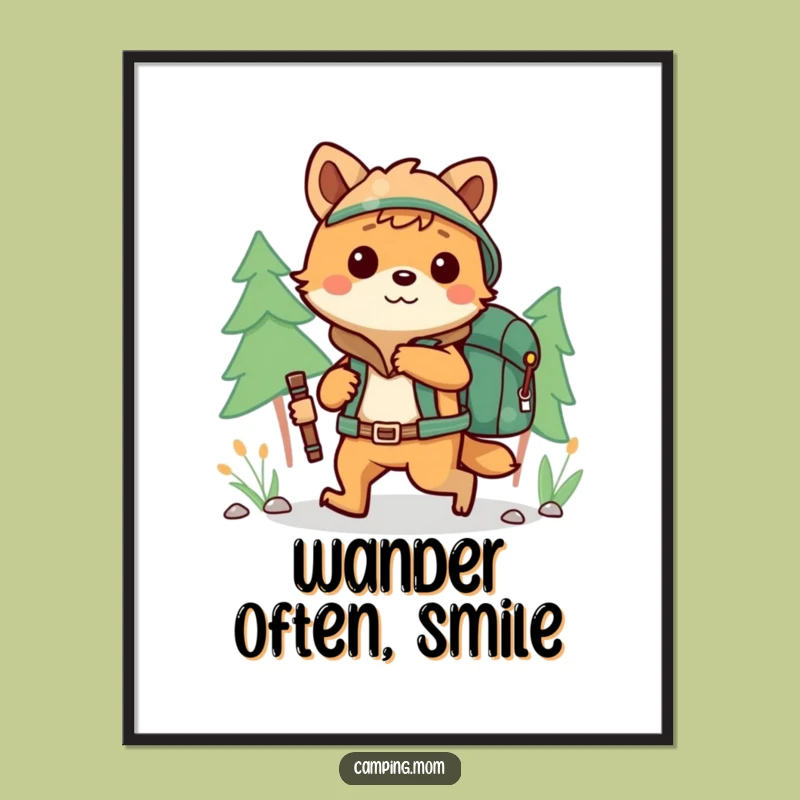 Funny Hiking Animal Backpack Digital Art - Instant Adventure for Your Walls!