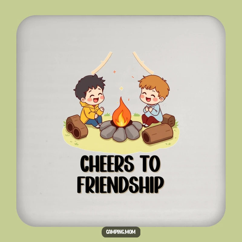 Funny Campfire Laugh Character Drink Coaster, Humorous Protection for Cozy Spaces