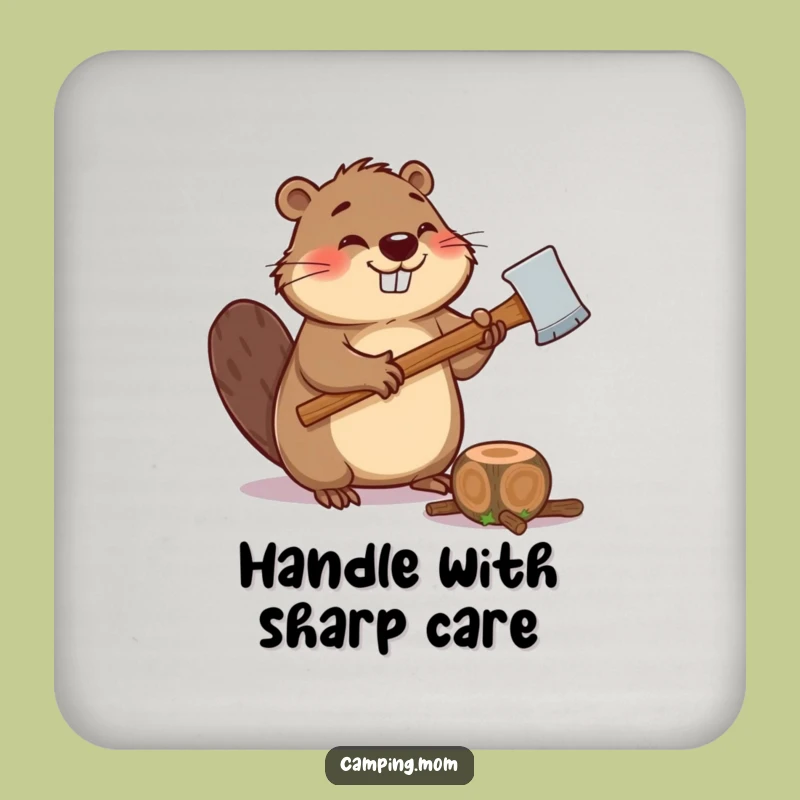 Funny Beaver Drink Coasters: Giggling Chopper Set - Protect Surfaces Funny Gift