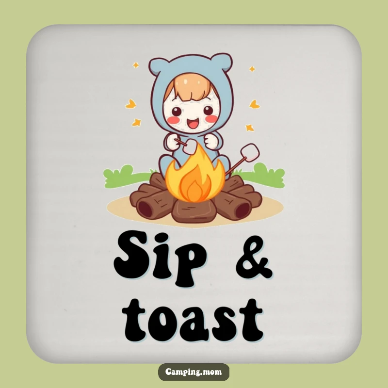Funny Campfire Marshmallow Roasting Coaster: Protect Surfaces in Style