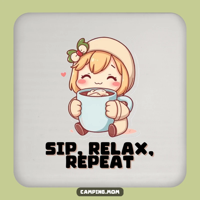 Funny Cozy Cocoa Character Drink Coaster, Humorous Protection for Your Surfaces