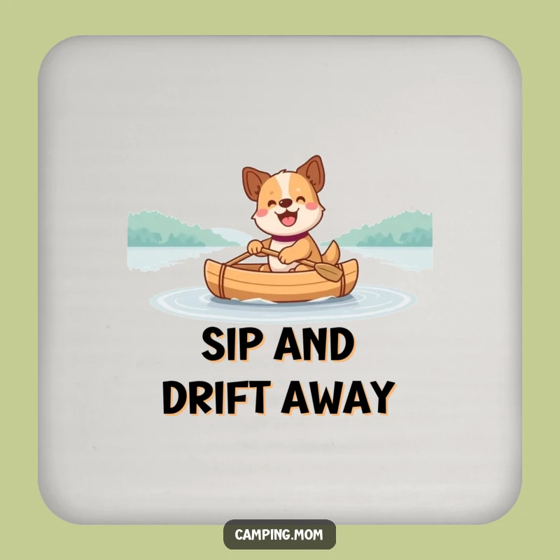 Funny Dog Canoe Coaster - Protect Surfaces with Lake Vibes, Perfect Gift