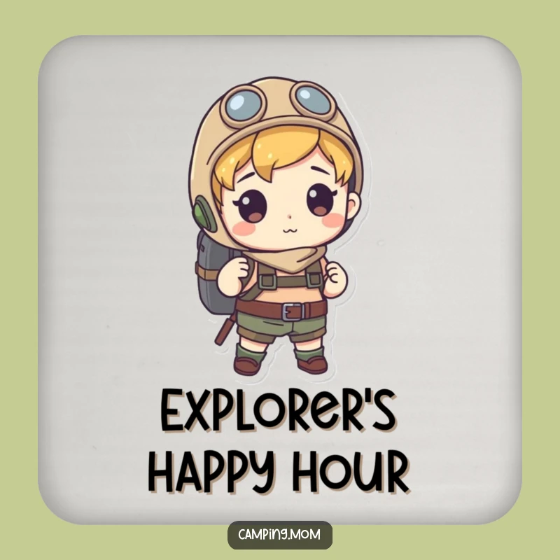Funny Explorer Character Drink Coaster, Humorous Protection for Your Adventure Base