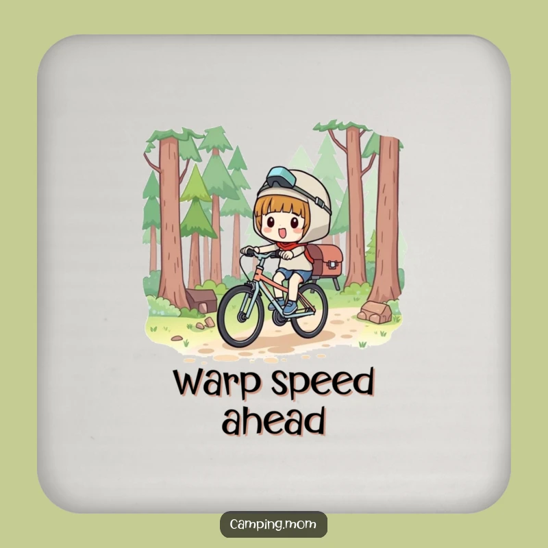 Funny Kawaii Camper Coaster Set: Cyclist Fun, Tabletop Gift