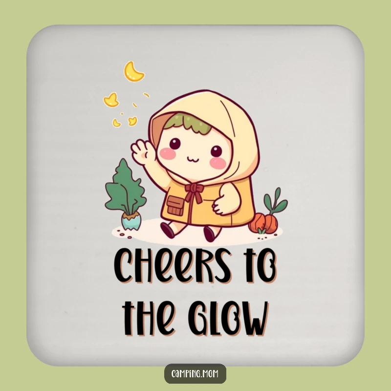 Funny Kawaii Camper Coaster Set: Firefly Farewell, Tabletop Gift