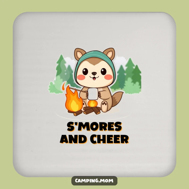 Funny Marshmallow Animal Campfire Coaster - Protect Surfaces with Sweetness!