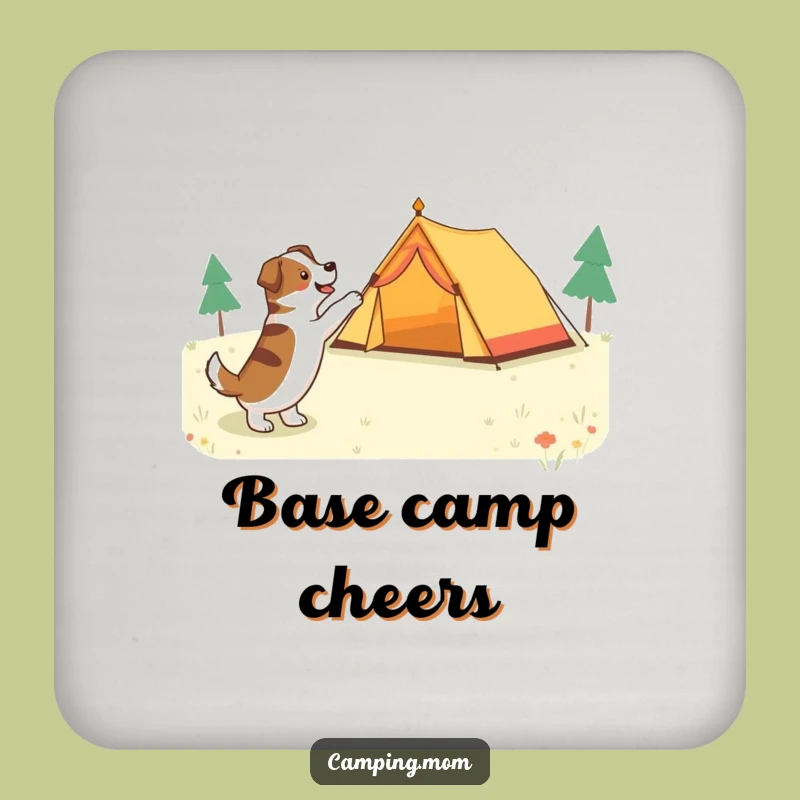 Funny Tent Dog Coaster Set - Protect Surfaces with Camping Humor
