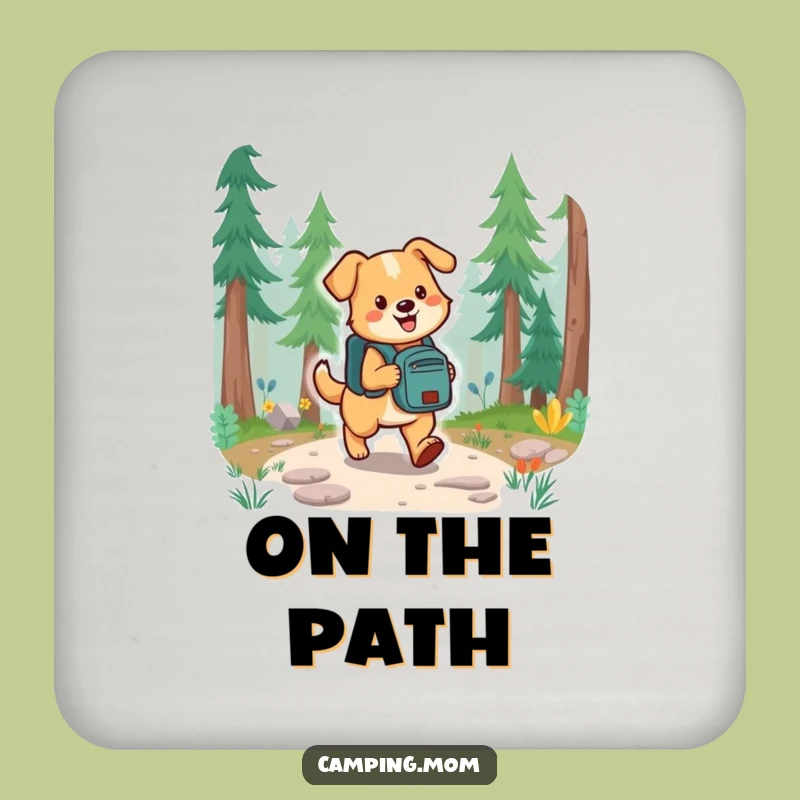 Funny Forest Trail Dog Coaster Set - Protect Surfaces Humorously