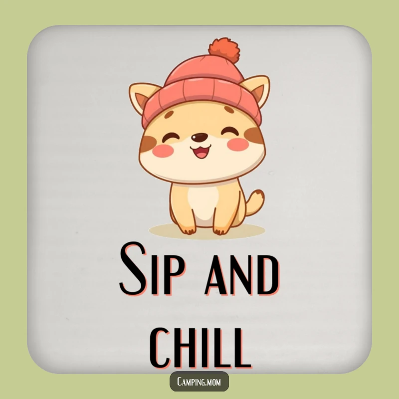 Funny Camping Animal Beanie Coaster - Protect Surfaces with a Smile!