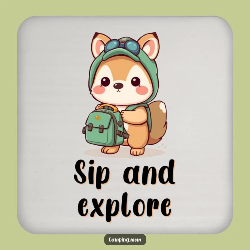Funny Kawaii Camping Coaster: Adventure Backpack - Protect Your Surfaces
