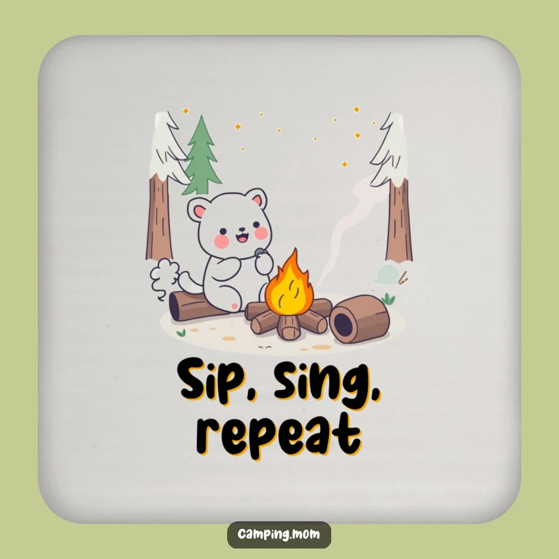 Funny Kawaii Camping Animal Coaster - Cheerful Campfire Song Drink Gift