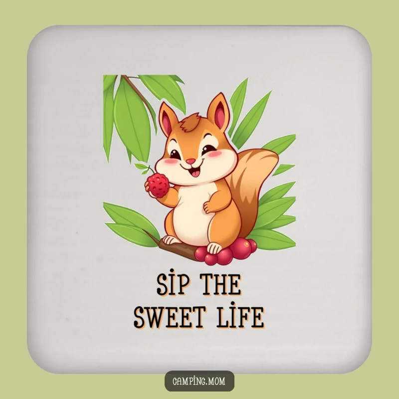 Funny Chipmunk Drink Coasters: Cheerful Berry Giver Set - Protect Surfaces Funny Gift