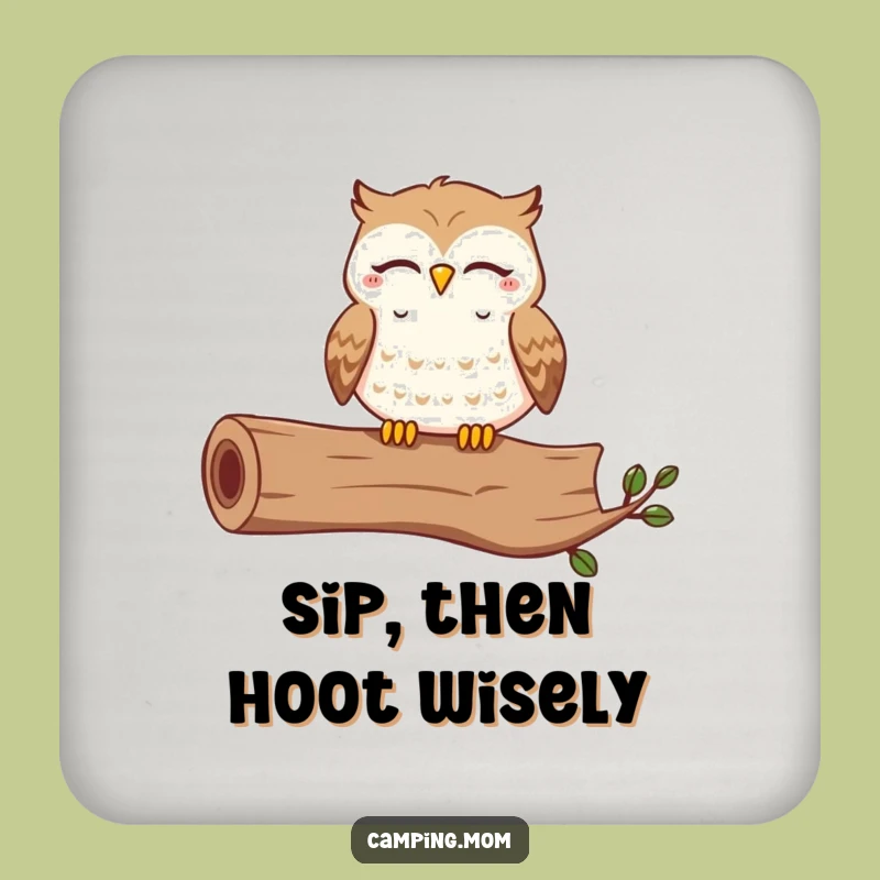Funny Owl Drink Coasters: Contented Hooting Owl Set - Charming Funny Gift