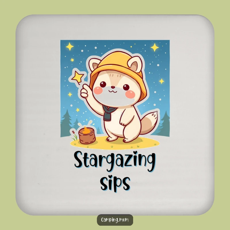Funny Kawaii Camping Coaster: Starry Night Pointer - Protect Your Surfaces