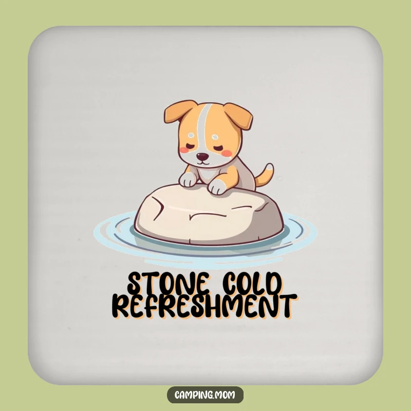Funny Dog Skipping Stone Coaster - Protect Surfaces with Nature's Fun, Perfect Gift
