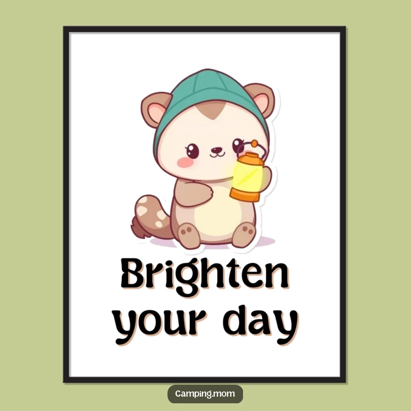 Funny Camping Animal Lantern Poster - Illuminating Wall Art