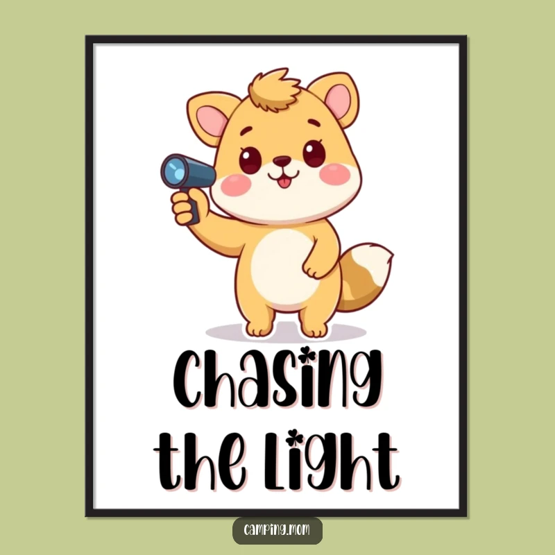 Funny Animal Art Poster: Playful Flashlight Beam for a Hilarious Wall Gift