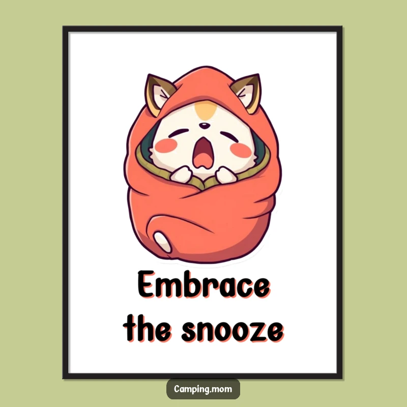 Funny Yawning Animal Sleeping Bag Poster - Relaxing Art for Your Space