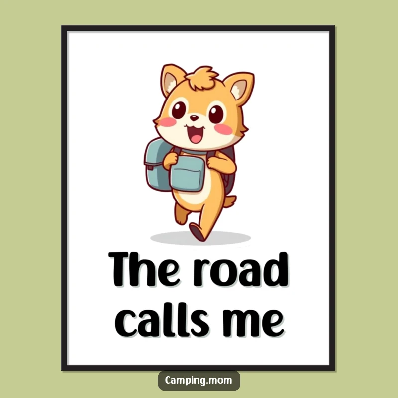Funny Animal Art Poster: Excited Traveler for Hilarious Wall Decor Gift