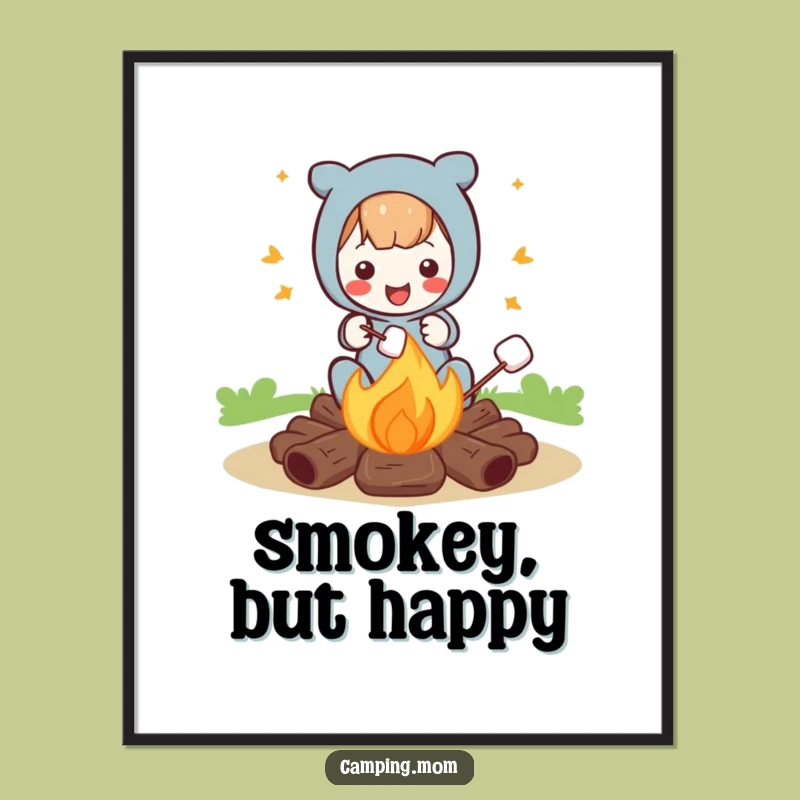 Funny Campfire Marshmallow Roasting Poster: Humorous Wall Art for Your Space