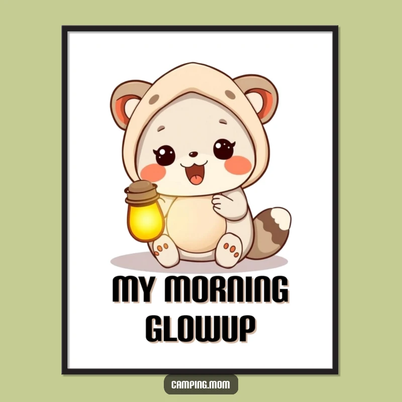 Funny Camping Mom Animal Lantern Poster, Glowing Wall Art Humor Gift
