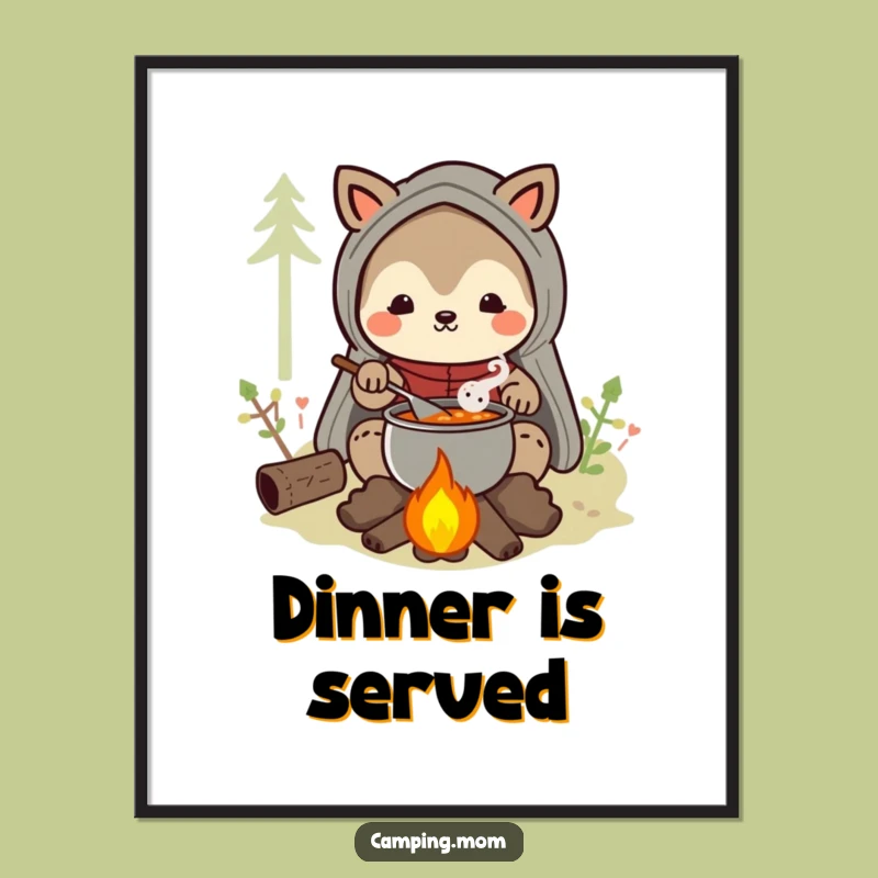 Funny Camping Mom Animal Poster, Campfire Stew Art, Outdoor Decor Gift