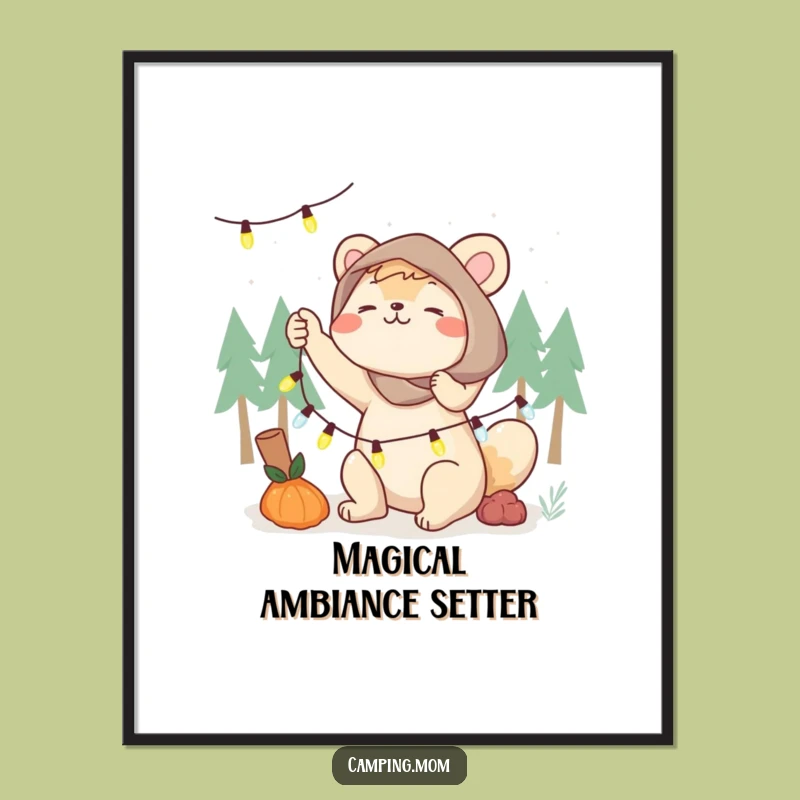 Funny Camping Mom Poster, Fairy Lights Magic, Perfect Decor Gift for Her