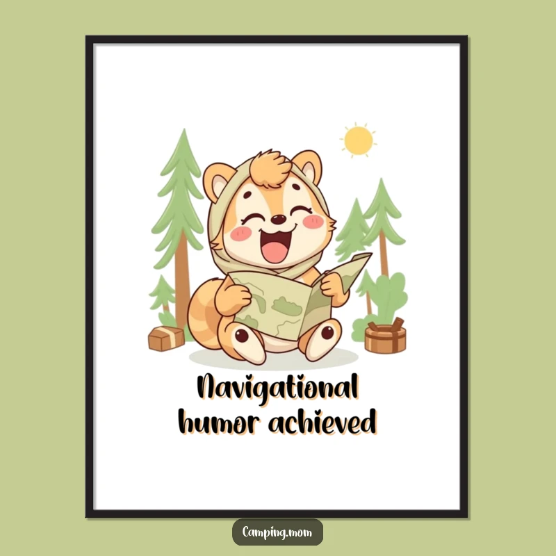 Funny Camping Mom Poster: Lost Map Adventure Art, Hilarious Gift for Moms!