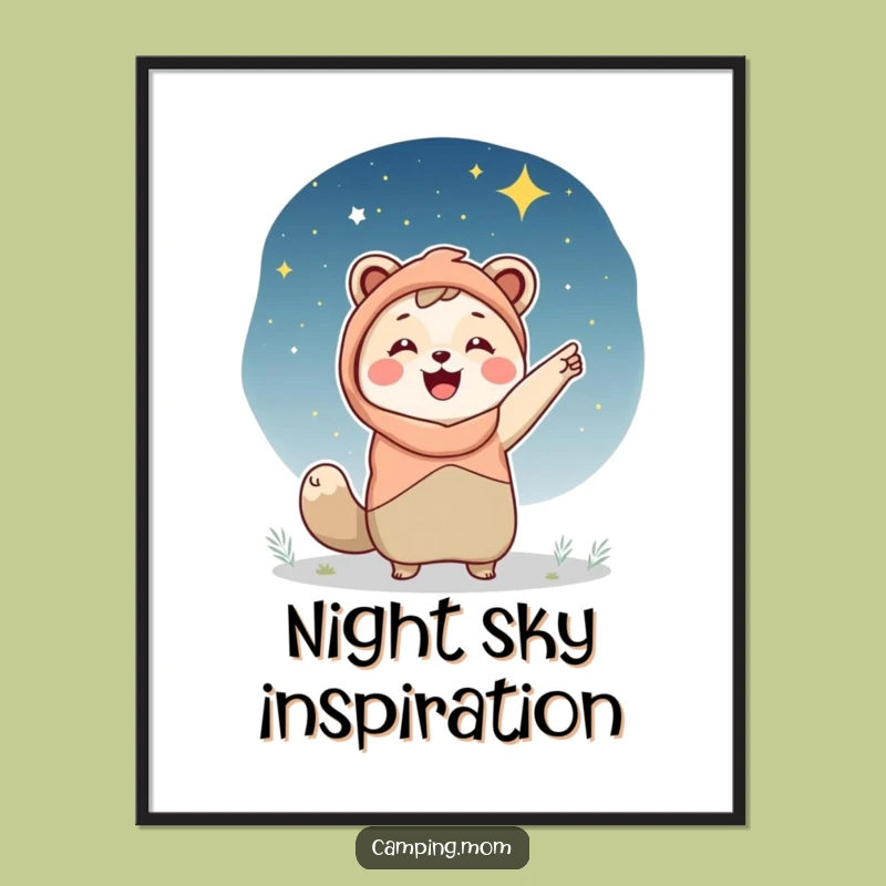Funny Camping Mom Poster, Starry Night Wonder, Perfect Celestial Art Gift for Her