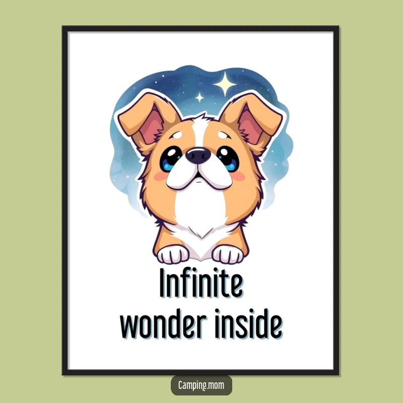 Funny Dog Starry Night Poster - Magical Canine Art Print, Perfect Wall Gift