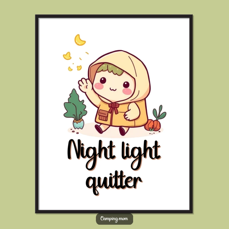 Funny Kawaii Camper Poster: Firefly Farewell Art, Whimsical Decor Gift