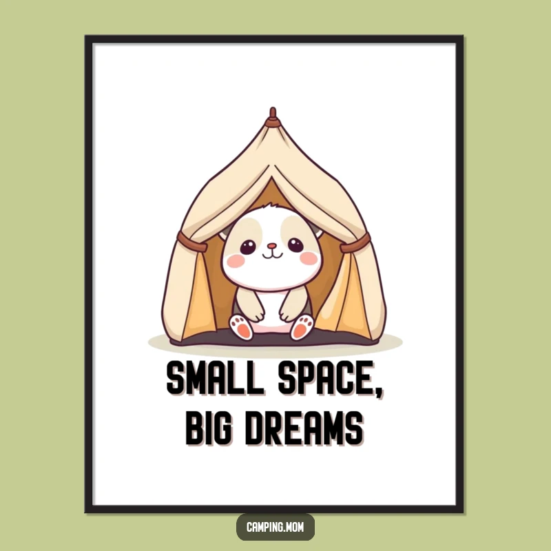 Funny Kawaii Camping Animal Poster: Delightful Tent Scene for Your Wall