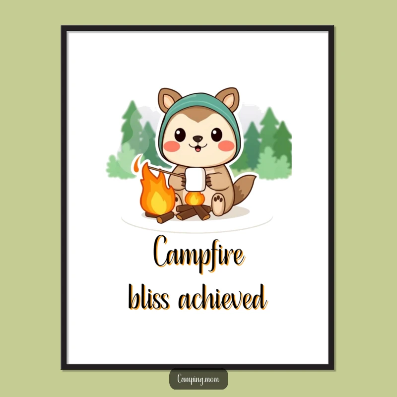 Funny Marshmallow Animal Campfire Poster - Sweet Art for Your Walls!