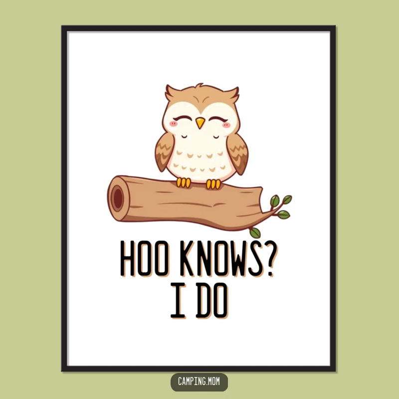 Funny Owl Poster: Contented Hooting Owl Art - Hilarious Wall Decor Funny Gift