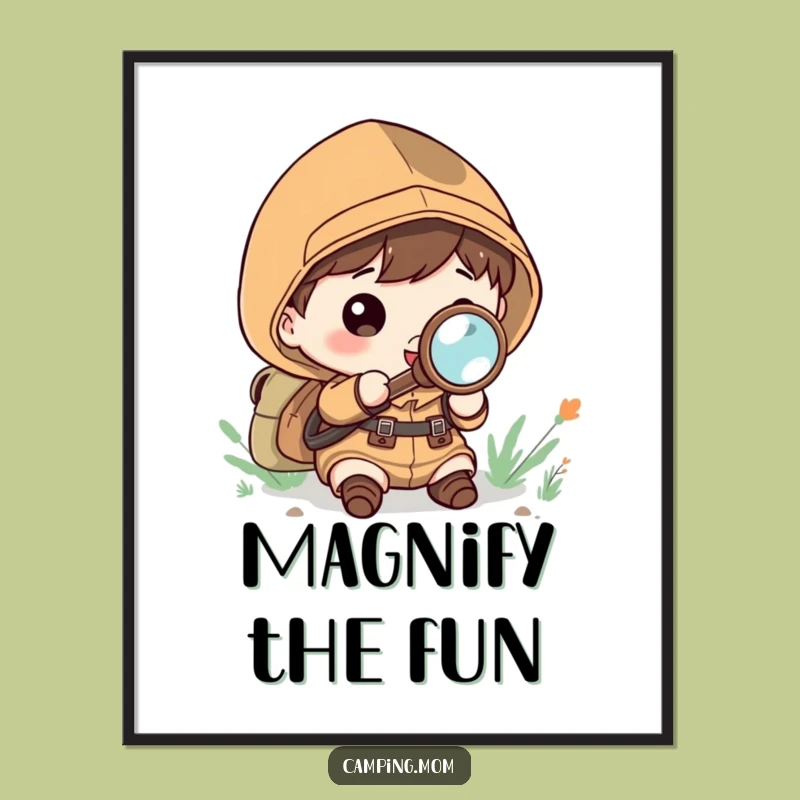 Funny Kawaii Camper Poster: Explorer Art, Whimsical Decor Gift