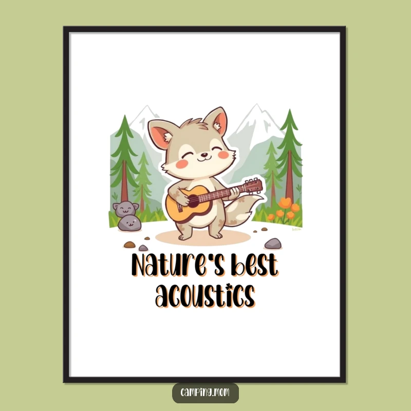 Funny Spirited Animal Poster - Wilderness Guitar Art for a Hilarious and Inspiring Gift