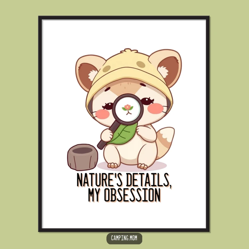 Funny Camping Mom Animal Leaf Study Poster, Humorous Nature Decor Gift