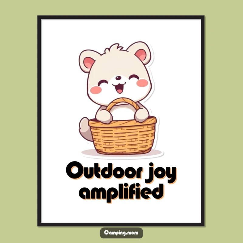 Funny Delighted Animal Poster - Beaming Picnic Scene for Hilarious Outdoor Wall Art Gift