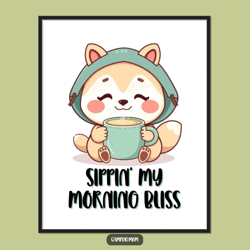 Funny Camping Mom Animal Cozy Sip Poster, Relaxing Wall Art Gift