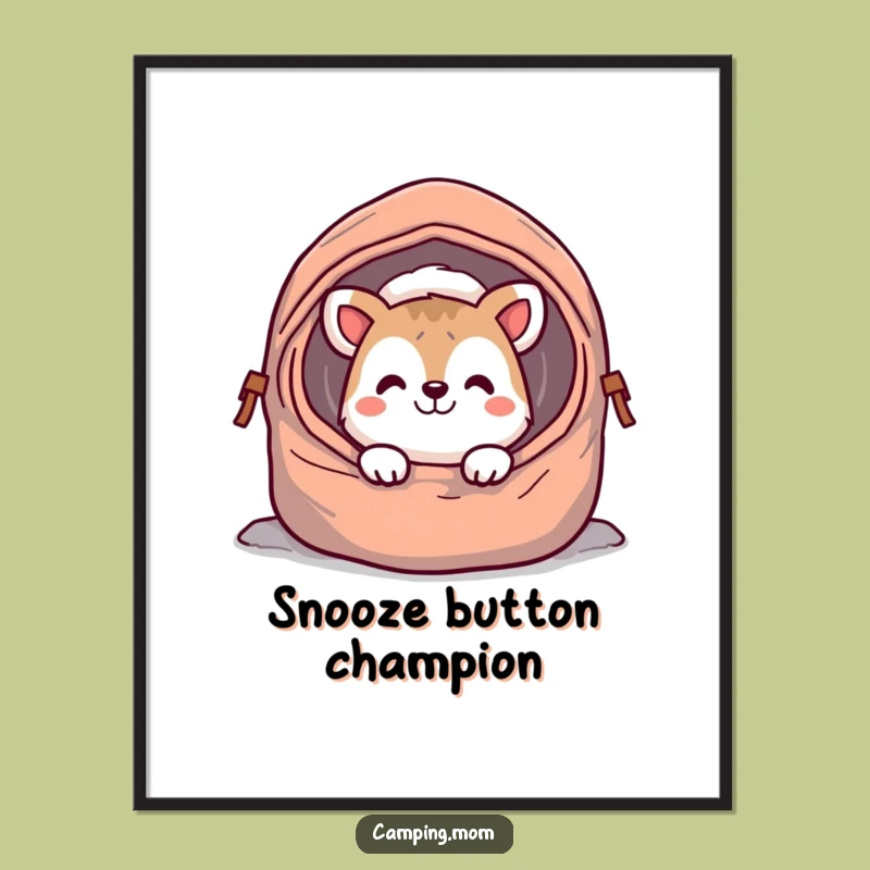 Funny Cheerful Animal Poster: Sleeping Bag Grin Art for Walls!