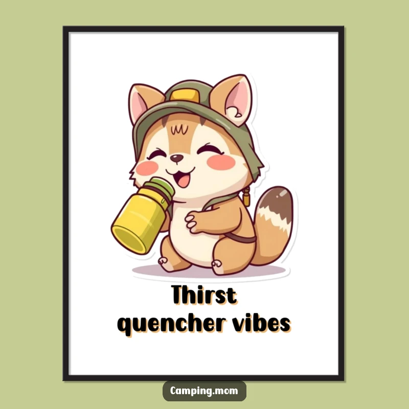 Funny Camping Animal Canteen Art Poster - Refreshing Wall Decor