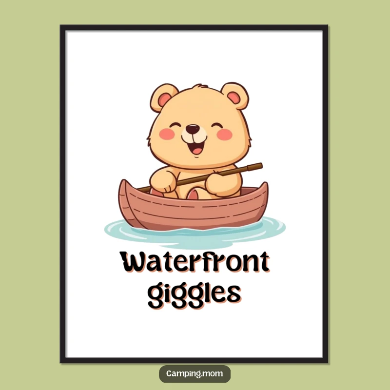 Funny Mama Bear Canoe Poster: Whimsical Wall Art for Water Lovers